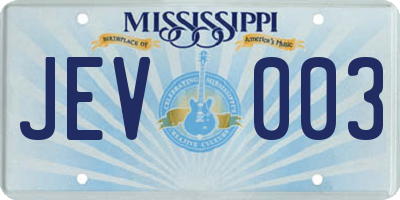 MS license plate JEV003