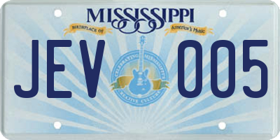MS license plate JEV005