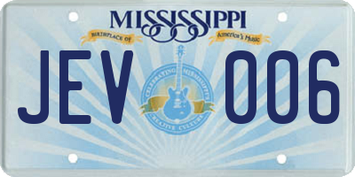 MS license plate JEV006