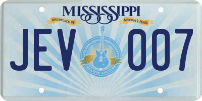 MS license plate JEV007