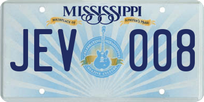 MS license plate JEV008