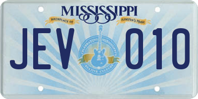 MS license plate JEV010