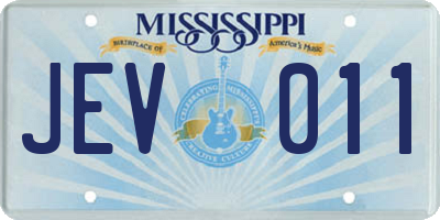 MS license plate JEV011