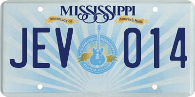 MS license plate JEV014