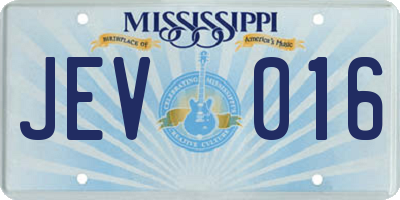 MS license plate JEV016