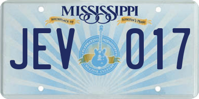 MS license plate JEV017