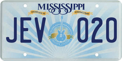 MS license plate JEV020