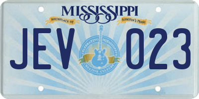 MS license plate JEV023