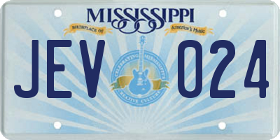 MS license plate JEV024