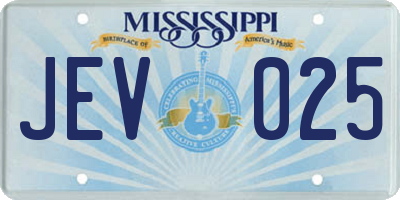 MS license plate JEV025