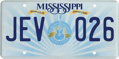 MS license plate JEV026