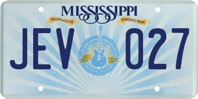 MS license plate JEV027