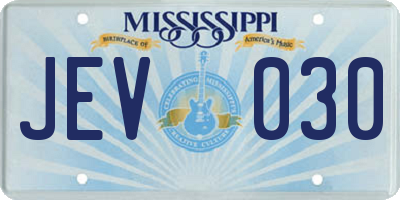 MS license plate JEV030