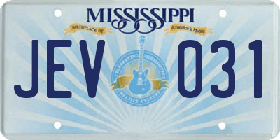 MS license plate JEV031