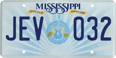 MS license plate JEV032