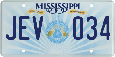MS license plate JEV034