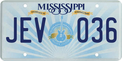 MS license plate JEV036