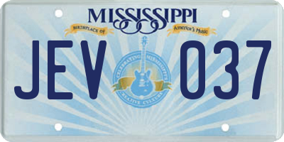 MS license plate JEV037