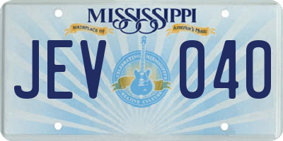 MS license plate JEV040
