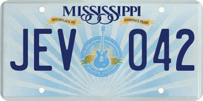MS license plate JEV042