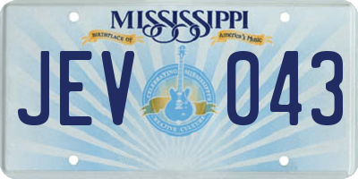 MS license plate JEV043