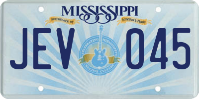 MS license plate JEV045
