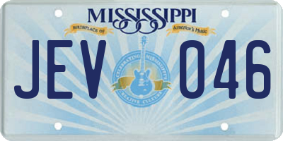 MS license plate JEV046