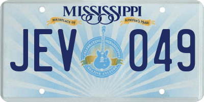 MS license plate JEV049