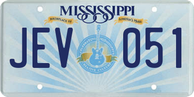 MS license plate JEV051