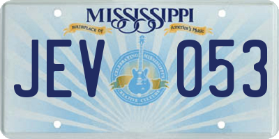 MS license plate JEV053