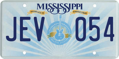 MS license plate JEV054