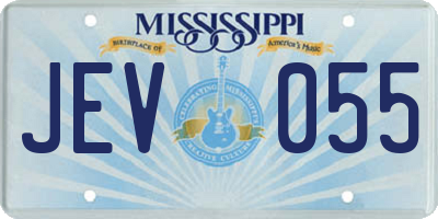 MS license plate JEV055