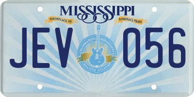 MS license plate JEV056