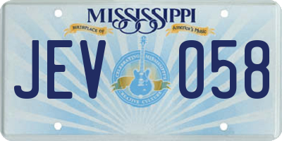 MS license plate JEV058