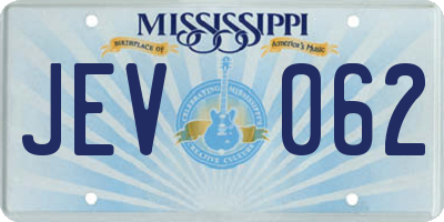 MS license plate JEV062