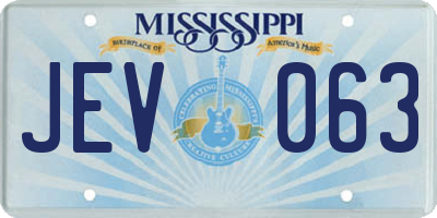 MS license plate JEV063