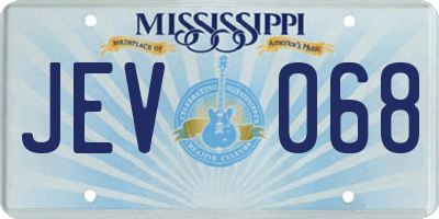 MS license plate JEV068