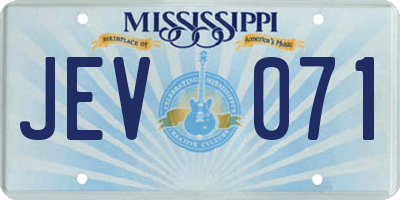 MS license plate JEV071
