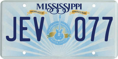 MS license plate JEV077
