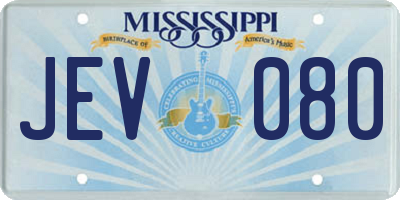 MS license plate JEV080