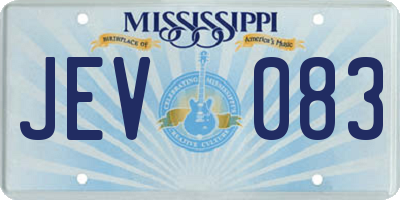 MS license plate JEV083