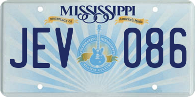 MS license plate JEV086
