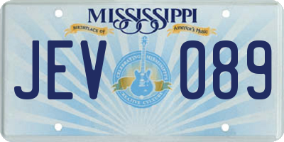 MS license plate JEV089