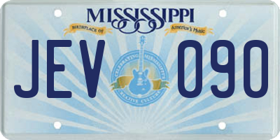 MS license plate JEV090