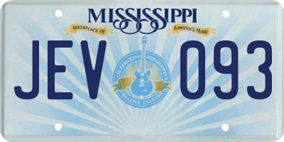 MS license plate JEV093
