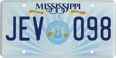MS license plate JEV098