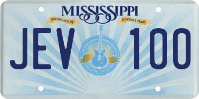 MS license plate JEV100