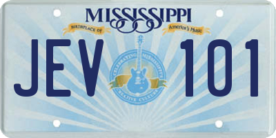 MS license plate JEV101