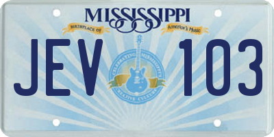 MS license plate JEV103