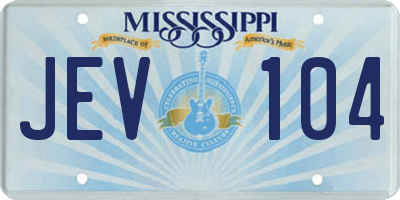 MS license plate JEV104